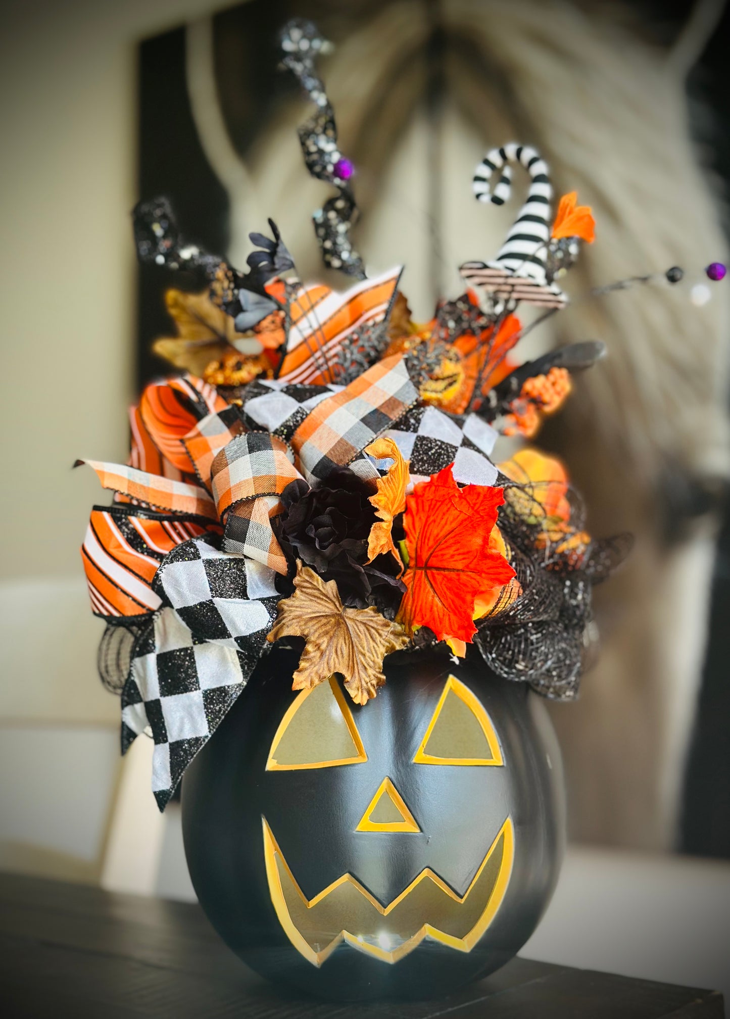 Black and Orange Pumpkin Arrangement