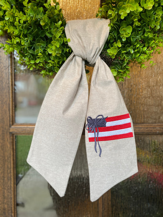 American Flag with Bow Sash