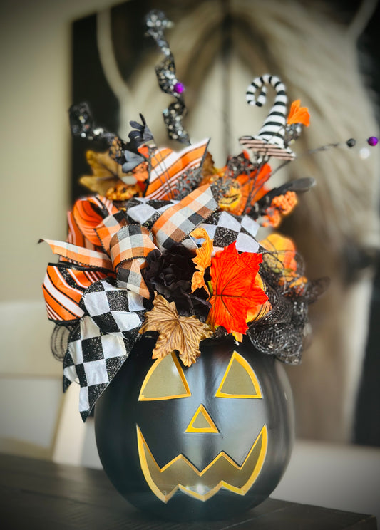 Black and Orange Pumpkin Arrangement