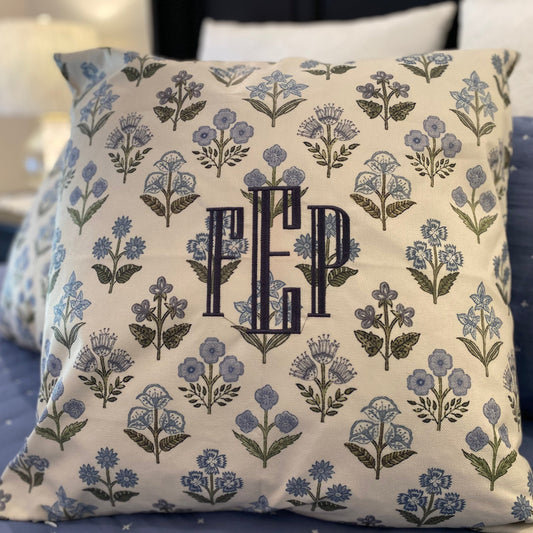 22 x 22 Blocked Pattern Pillow Cover with Personalization