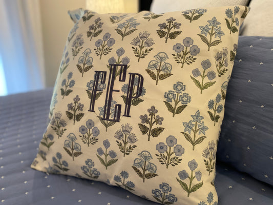 22 x 22 Blocked Pattern Pillow Cover with Personalization