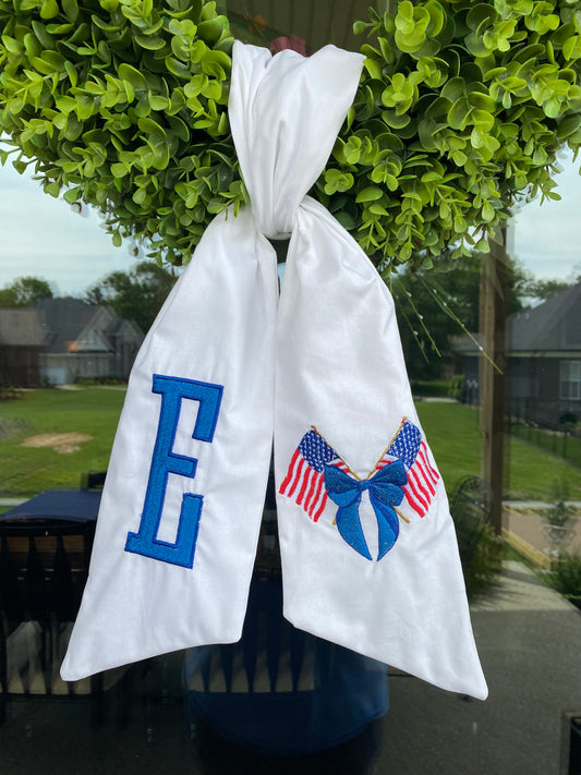 Two Flags and a Bow Wreath Sash